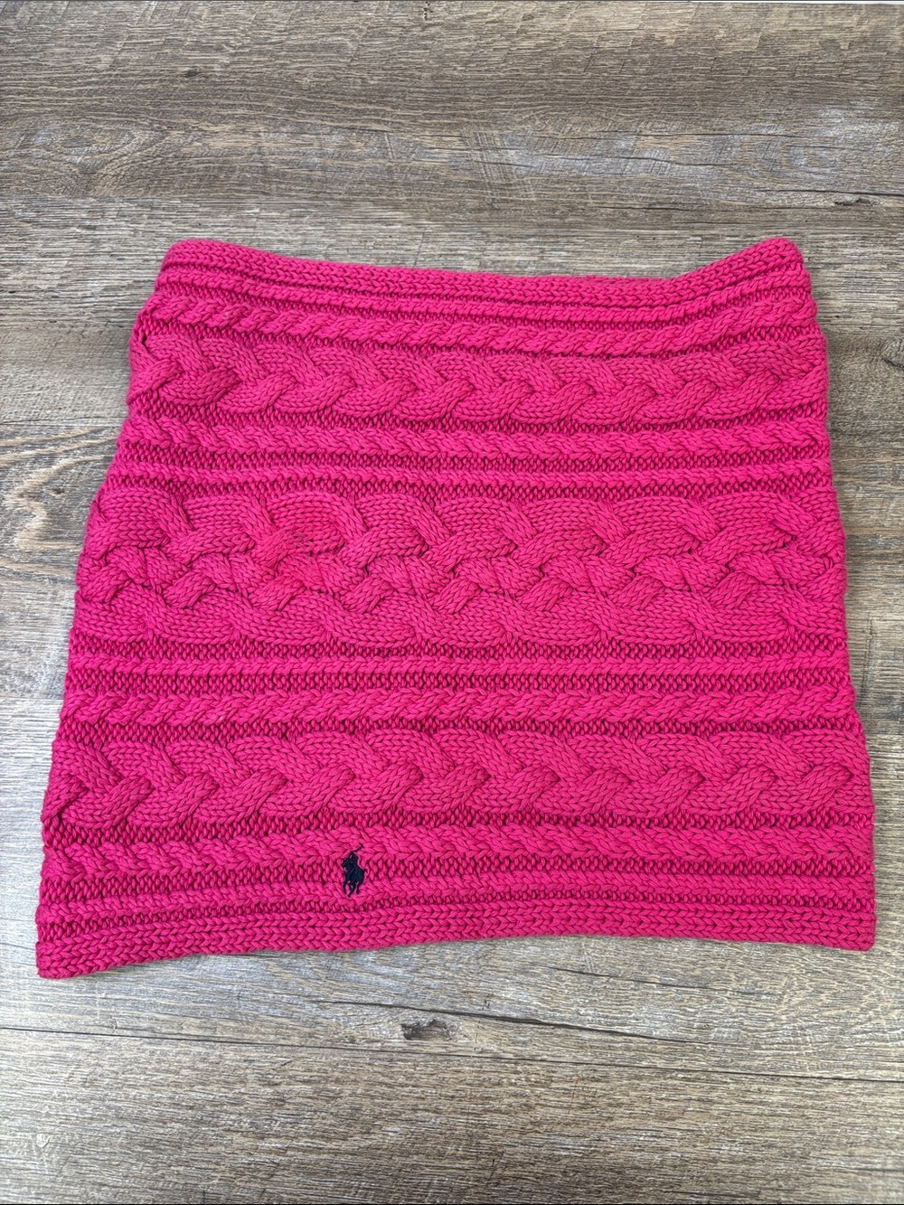 Ralph Lauren Cable Knit Infinity Scarf / Loop Scarf – Hot Pink